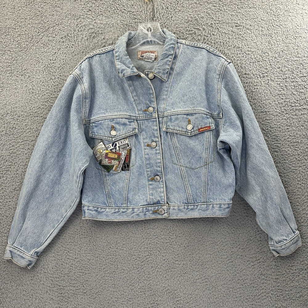 Vintage 1989 Jordache Denim Jean Cropped Jacket Retro Trucker Women's Small